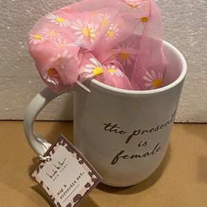 Pink Daisy Scrunchie and White Mug Set Nicole miller